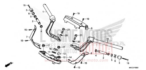 TUYAU DE GUIDON/PONT SUPERIEUR GL1800BK de 2019